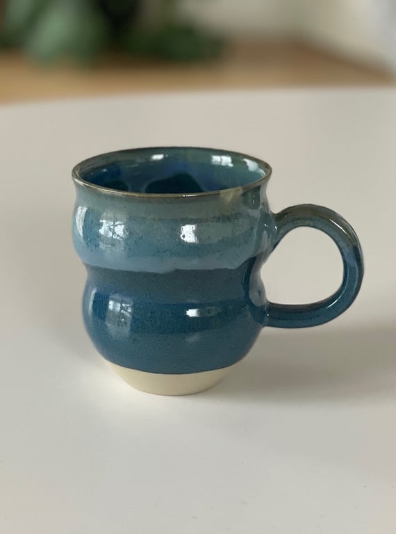 Buet kop, havblå  / lys grøn