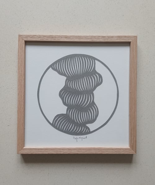 20x20cm, papercut, stengrå, indrammet 