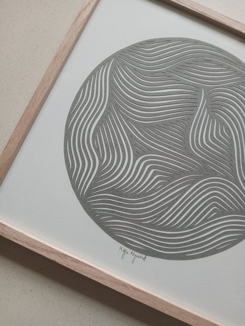 30x30cm, papercut, stengrå, indrammet  (3)