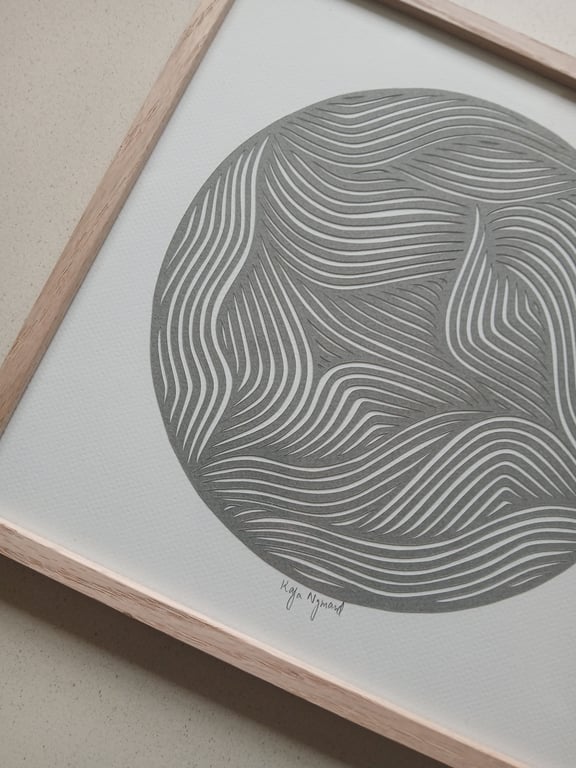 30x30cm, papercut, stengrå, indrammet  billede 3
