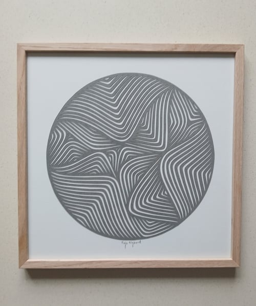 30x30cm, papercut, stengrå, indrammet 