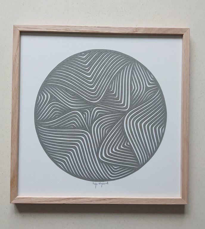 30x30cm, papercut, stengrå, indrammet  billede 4