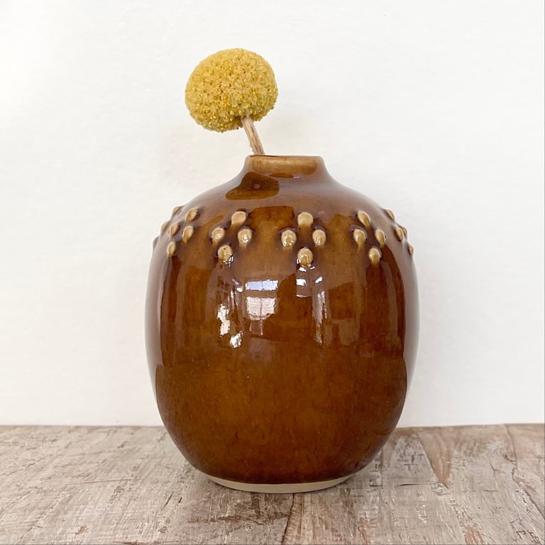 Minivase med brun glasur