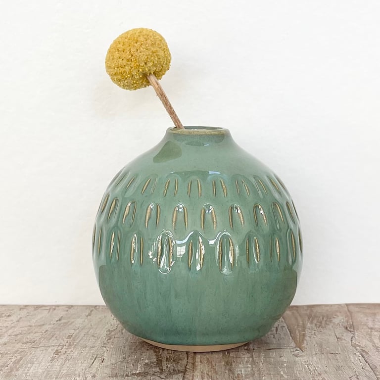 Minivase med aquagrøn glasur