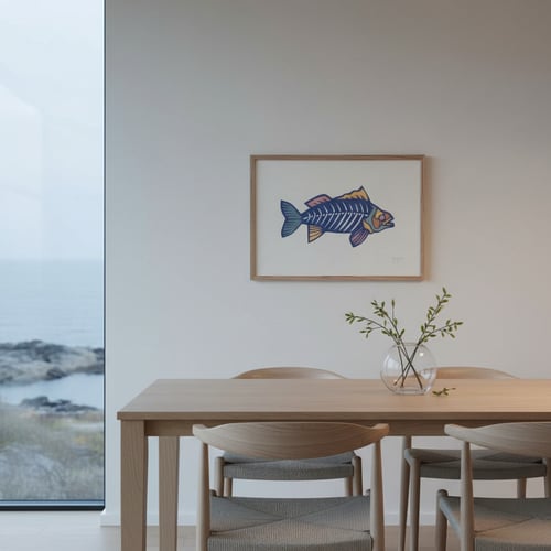 A3, indrammet papercut fisk 