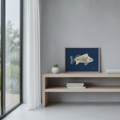 A3, indrammet papercut fisk 