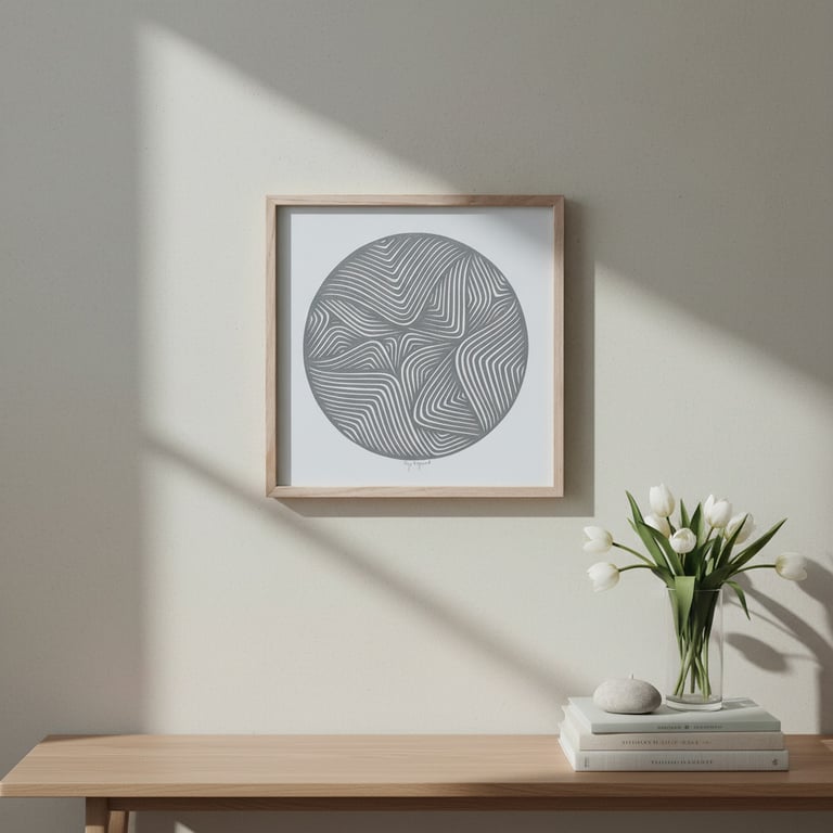 30x30cm, papercut, stengrå, indrammet  billede 2