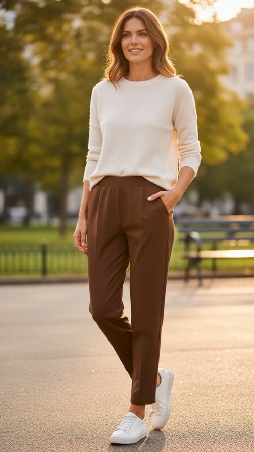 Leonora strecht pants, Cognac. Findes i str. 38-46. (2)