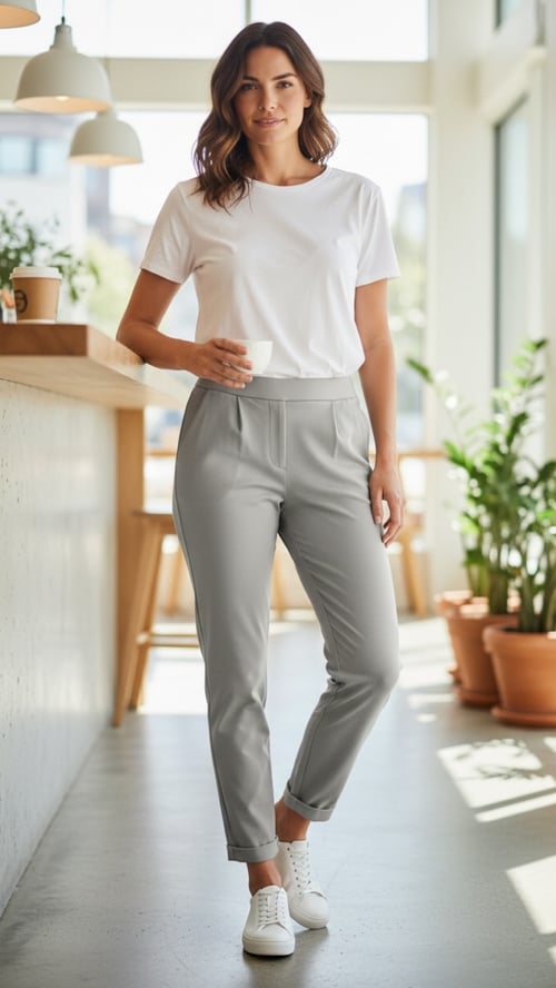 Leonora strecht pants, Grey. Findes i str. 38-46. (2)