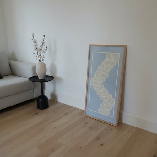30x60cm, papercut I ivory, stålblå, indrammet  (6)