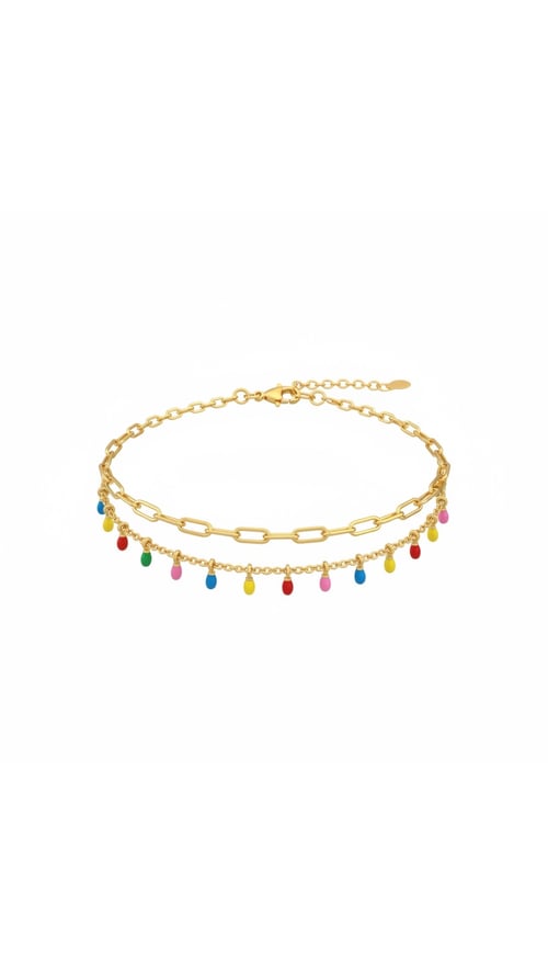 Ingrid multicolor armbånd, regulerbar forgyldt kæde (2)