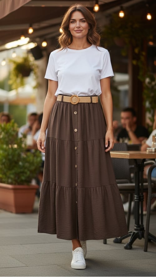 Stella viscose skirt. Chokolate. Onesize 36-46. (2)