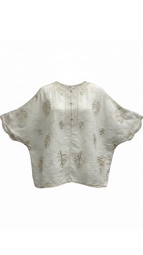 Winnie cotton blouse. Beige w Cool detaljer. Onesize 36-46. (3)