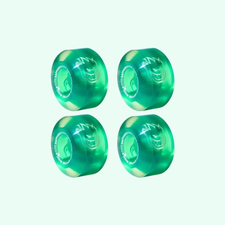 Spitfire Wheels, Sapphire Cruiser Clear/Green Skate Wheels 53mm 90D