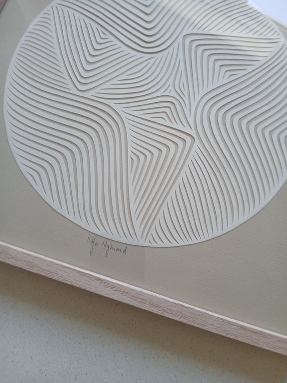 30x30cm, papercut, beige,indrammet  billede 3