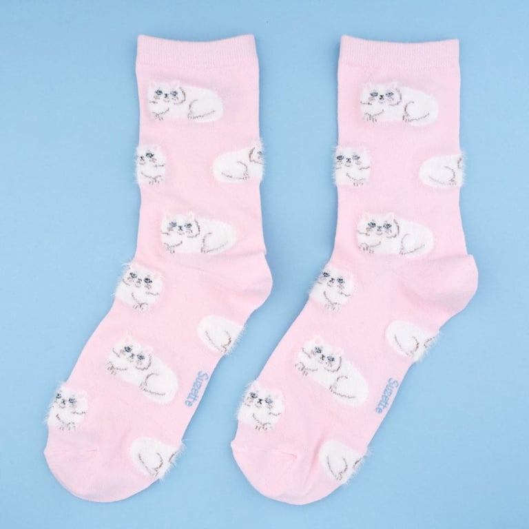 Coucou Suzette, Persian Cat Socks, Pink