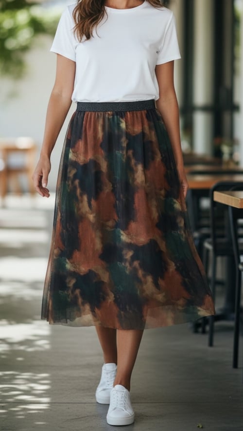 Monna long skirt. Brown grafic. Onesize 38-50. (2)