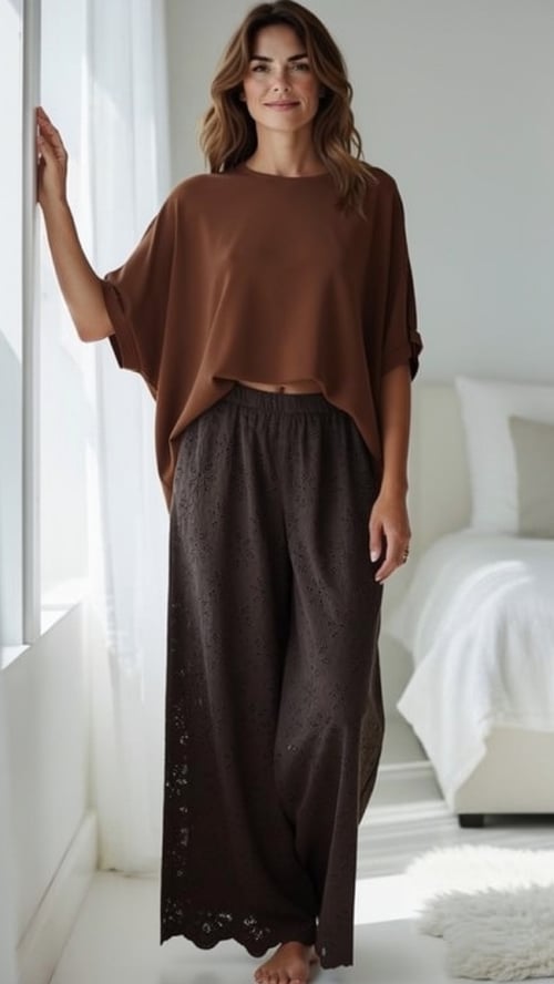 Lærke broderi anglaise pants. Chokolate, Onesize 36-44 (2)