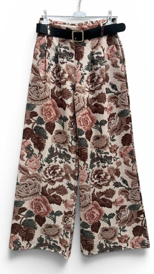 Summer flower pants, Beige-brown-rose. Onesize 36-42. (3)