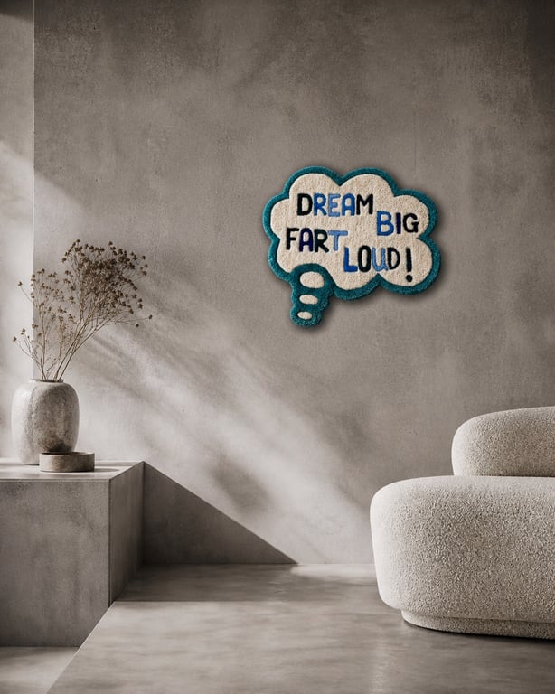 "Dream big fart loud" tuftet tæppe.  billede 2