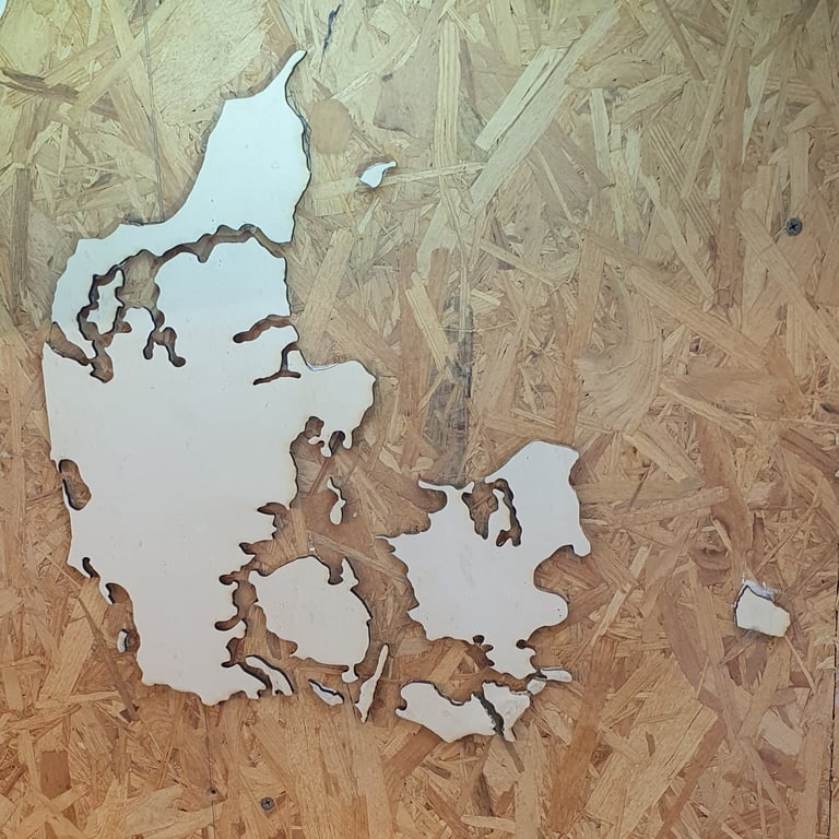 Danmarkskort i krydsfinér billede 2