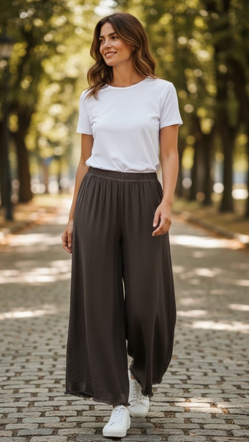 Lisa viscose pants, Chokolate. Onesize 36-46. (2)