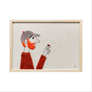 Mariehøne – broderi 21 x 30 cm  – produktbillede