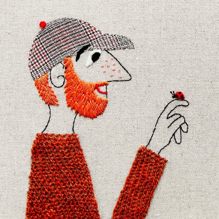 Mariehøne – broderi 21 x 30 cm  billede 2