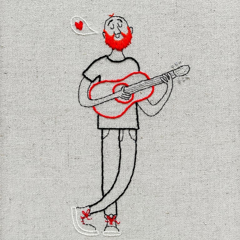 Guitarmand – broderi 21 x 30 cm  billede 2