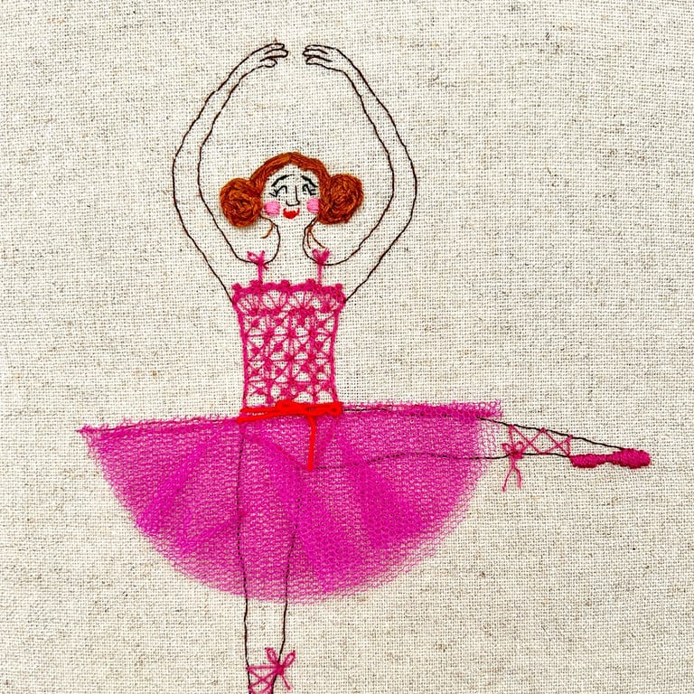 Ballerina – broderi 21 x 30 cm  billede 2