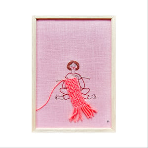 Hjemmestrik neon på lyserød – broderi 21 x 30 cm  – produktbillede