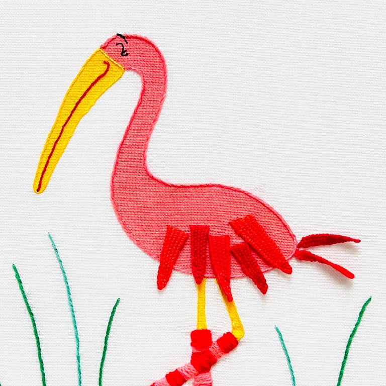 Varme flamingotæer – broderi 30 x 40 cm billede 2