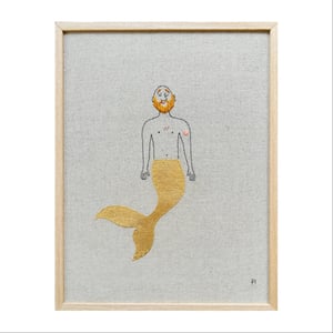Havmand– guld – broderi 30 x 40 cm – produktbillede