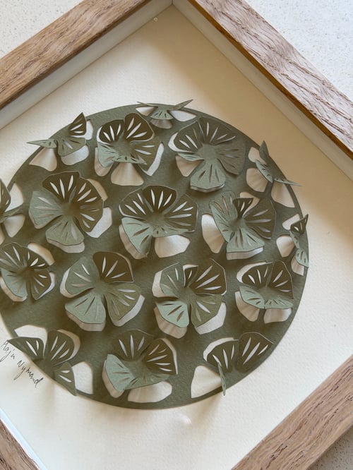20x20cm, 3D papercut, oliven, indrammet  (3)