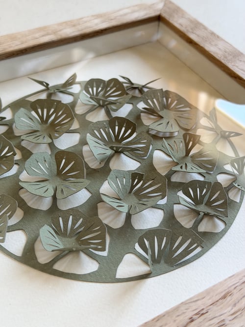 20x20cm, 3D papercut, oliven, indrammet  (5)