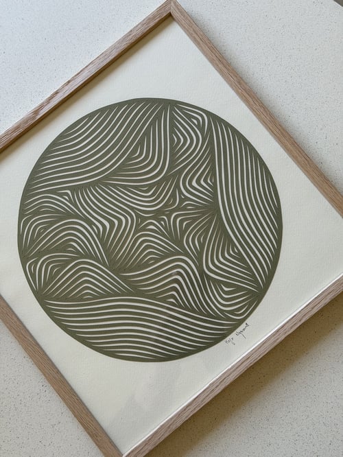 30x30Cm, papercut, oliven, indrammet (4)