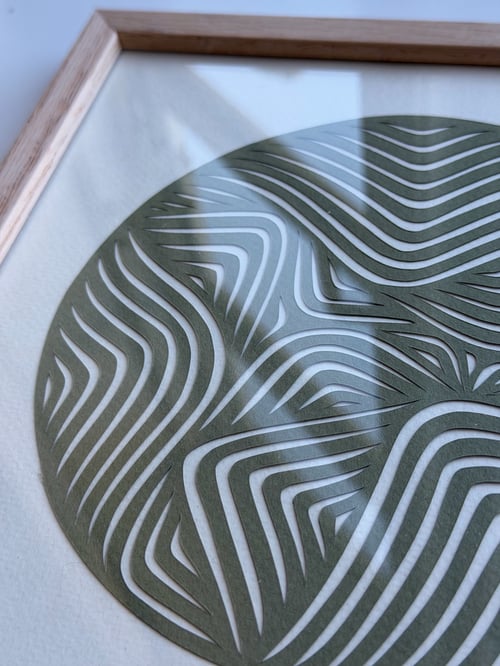 20x20cm, papercut, oliven, indrammet  (2)