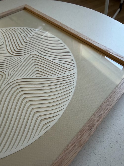 30x30cm, papercut, beige,indrammet  (2)
