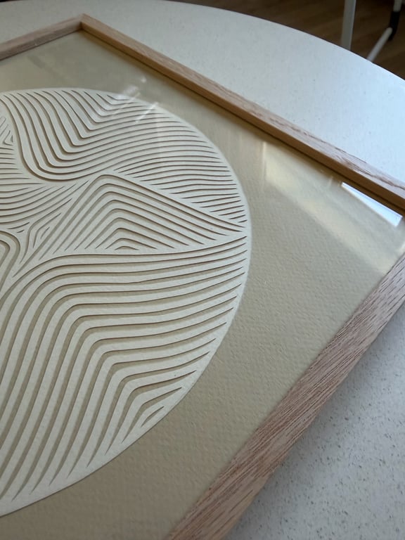30x30cm, papercut, beige,indrammet  billede 2