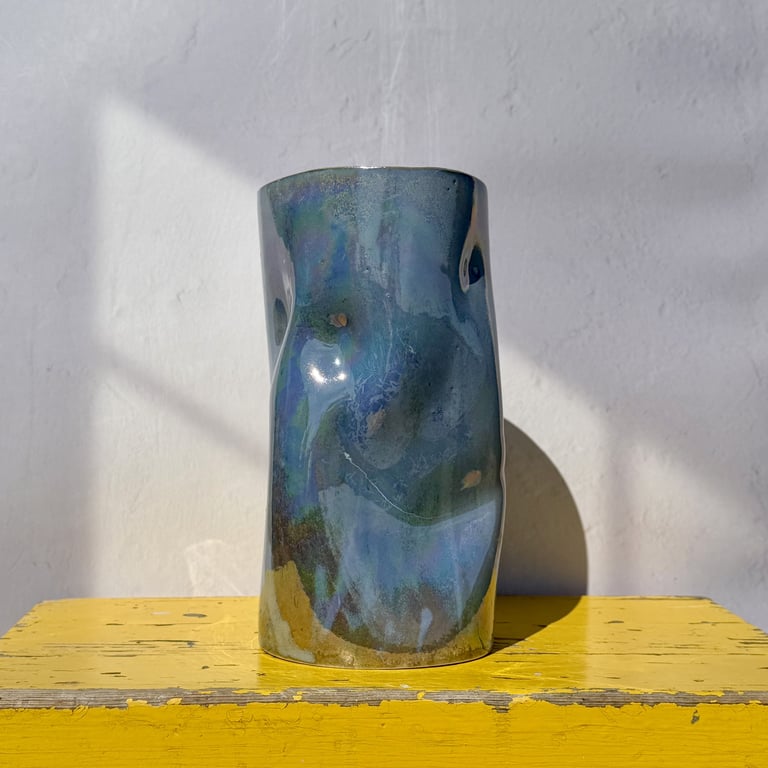 Krøllet vase blå billede 2