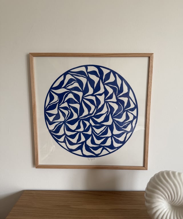 40x40cm, papercut, kongeblå, indrammet  billede 4