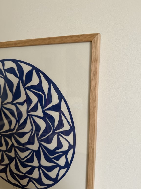 40x40cm, papercut, kongeblå, indrammet  billede 5