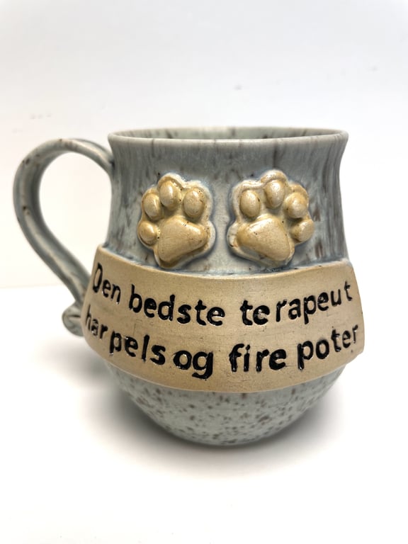 Keramik krus med tekst - Den bedste terapeut har pels og fire poter billede 2