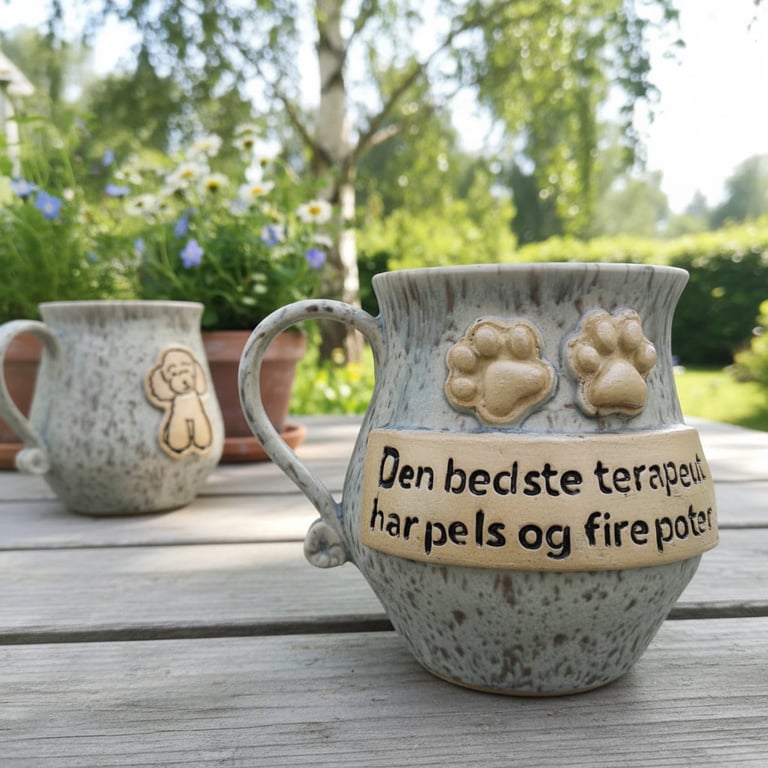 Keramik krus med tekst - Den bedste terapeut har pels og fire poter