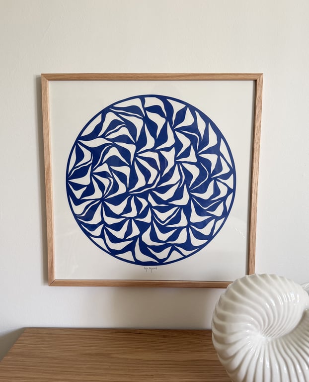 40x40cm, papercut, kongeblå, indrammet  billede 2