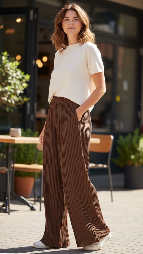 Jasmin wide pants, Mocca. Onesize 38-48. (2)