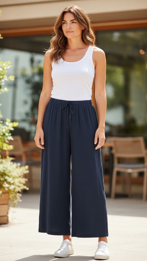Astrid Simple wide pants, Navy. Onesize 36-46. (2)