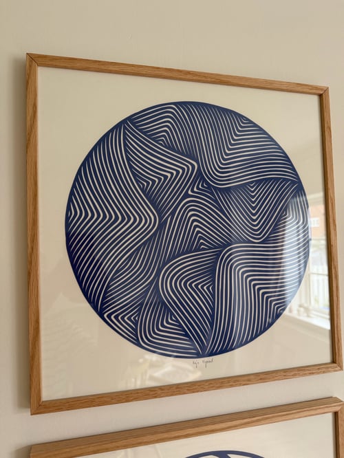 40x40cm, papercut, kongeblå, indrammet  (6)