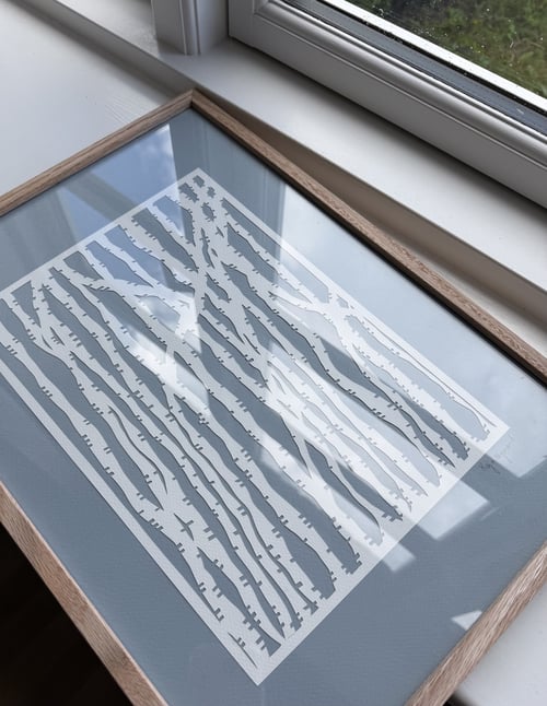 A3, papercut, dueblå, indrammet  (3)