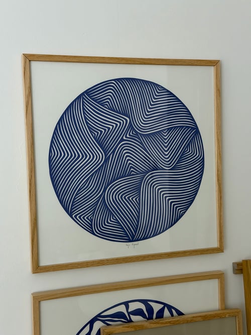 40x40cm, papercut, kongeblå, indrammet  (4)